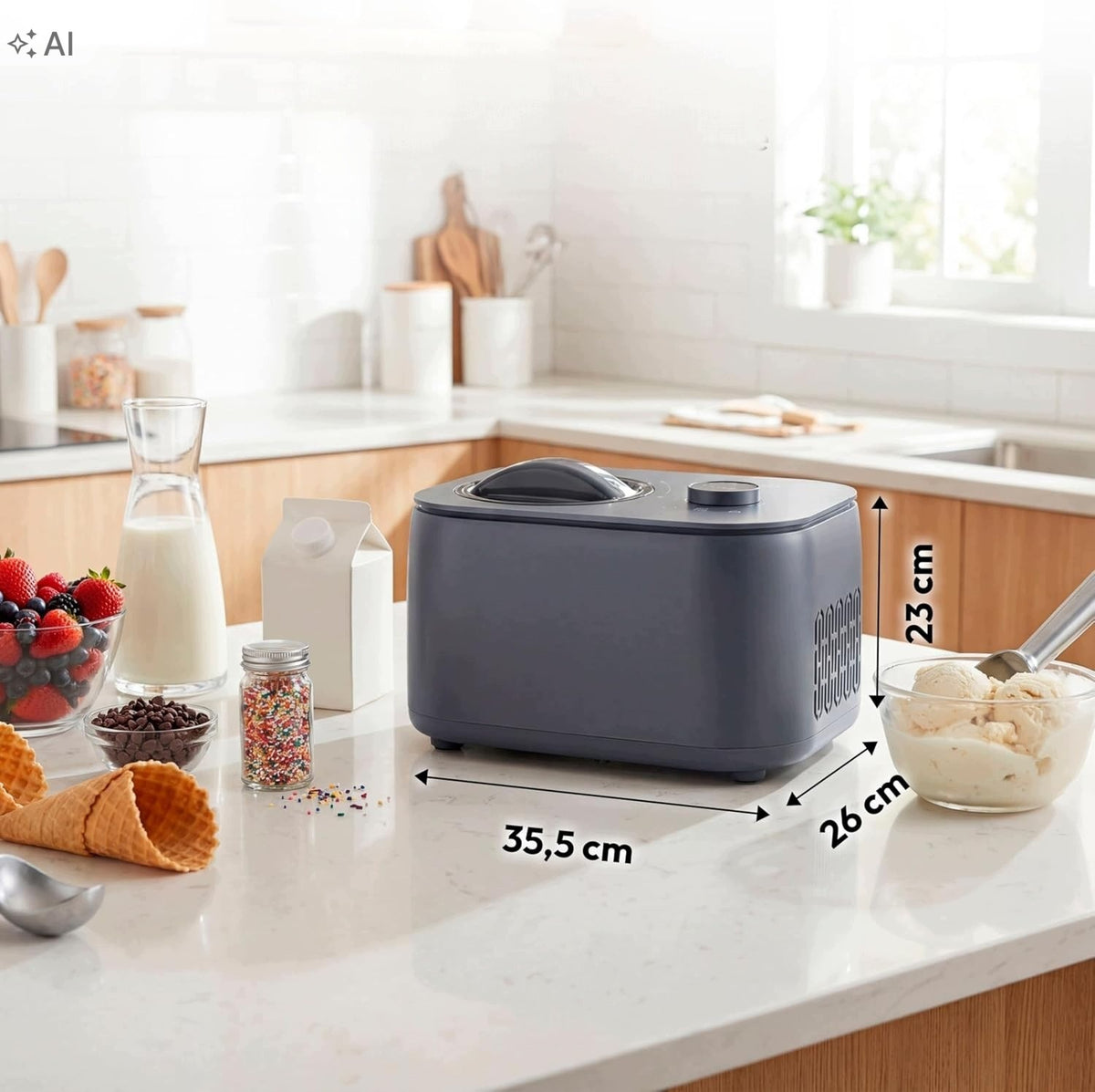 MEDION LIFE MD100116 – Compressor Ice Maker MACHINE FOR HOME ICE CREAM 1 L Manufacturer code MD 100116