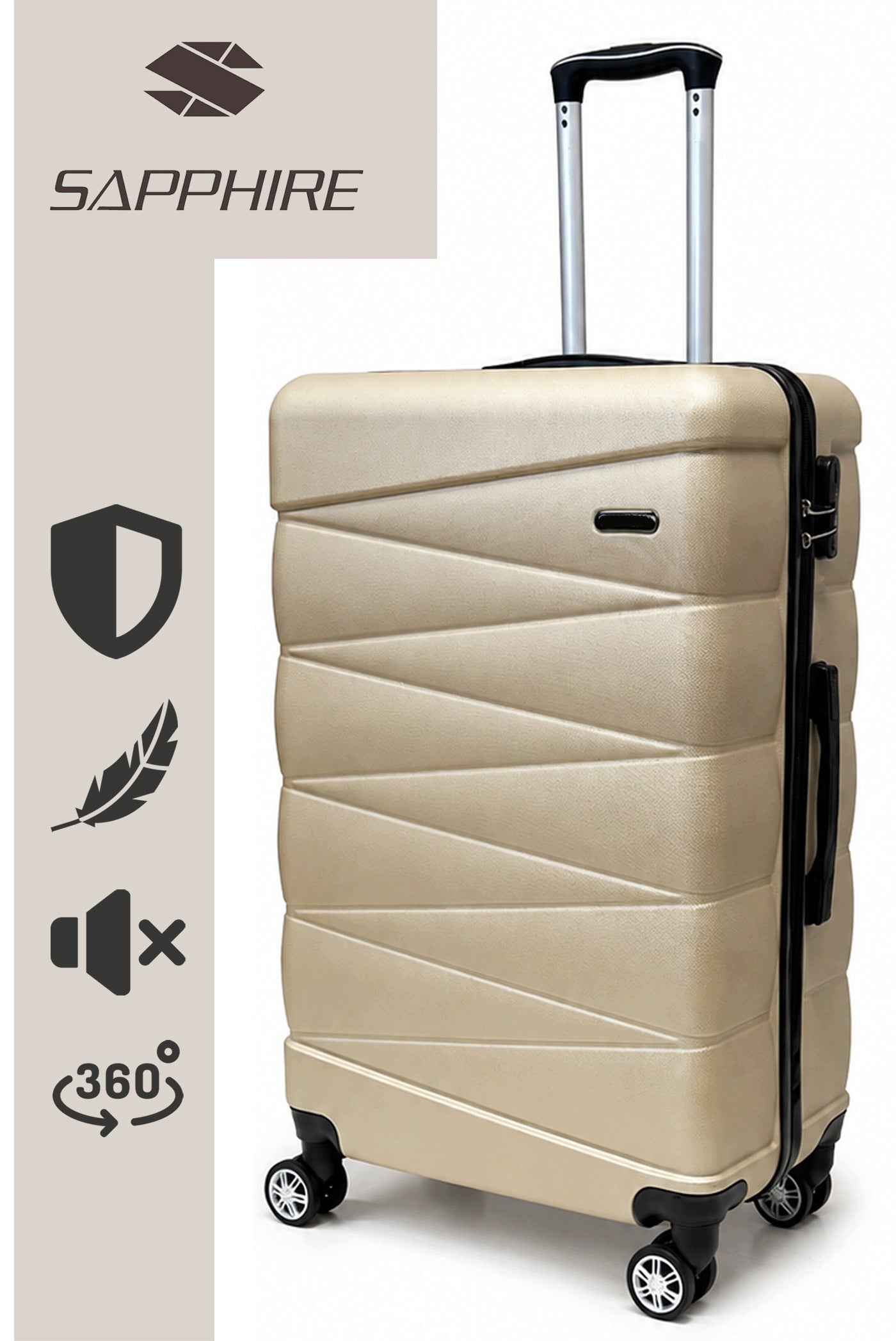MEDIUM TRAVEL SUITCASE ON wheels LUGGAGE with ABS strong CIPHER Sapphire DUO2 Packaging status original