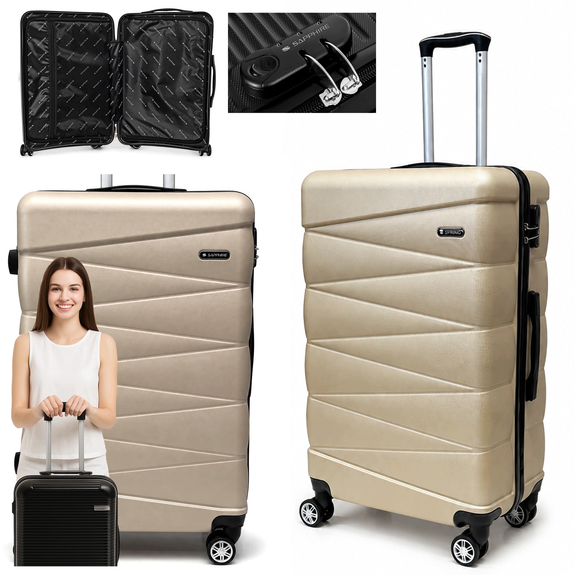 MEDIUM TRAVEL SUITCASE ON wheels LUGGAGE with ABS strong CIPHER Sapphire DUO2