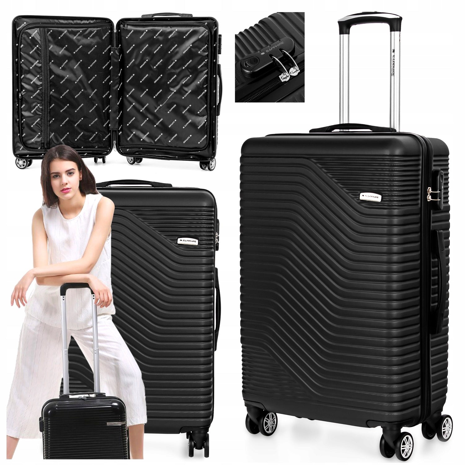 MEDIUM TRAVEL SUITCASE ON wheels LUGGAGE with ABS strong CIPHER XL Sapphire DUO