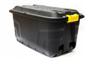 MEGA CONTAINER PLASTIC BOX WITH LID 110L ON WHEELS BLACK HANDLES