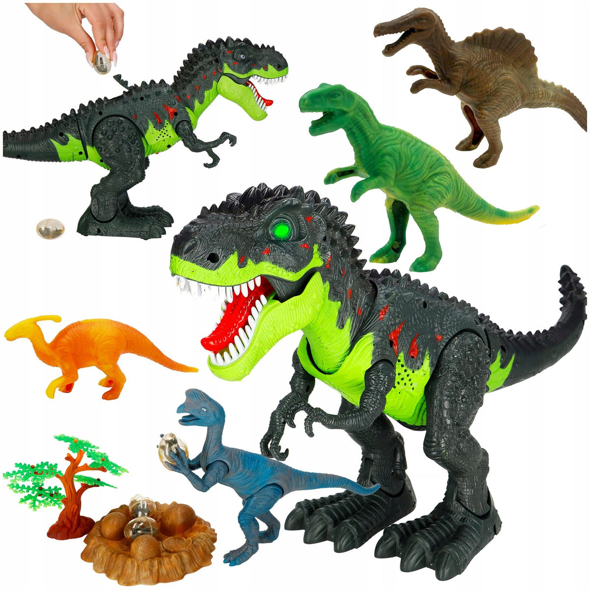 MEGA DINOSAUR T-REX WALKS ROARING LIGHTS ENDURES EGGS INTERACTIVE ROBOT 10in1 Manufacturer code KG0027