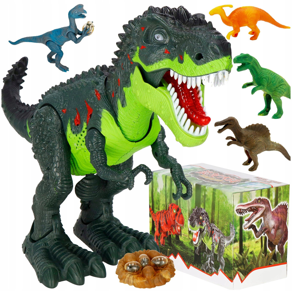 MEGA DINOSAUR T-REX WALKS ROARING LIGHTS ENDURES EGGS INTERACTIVE ROBOT 10in1