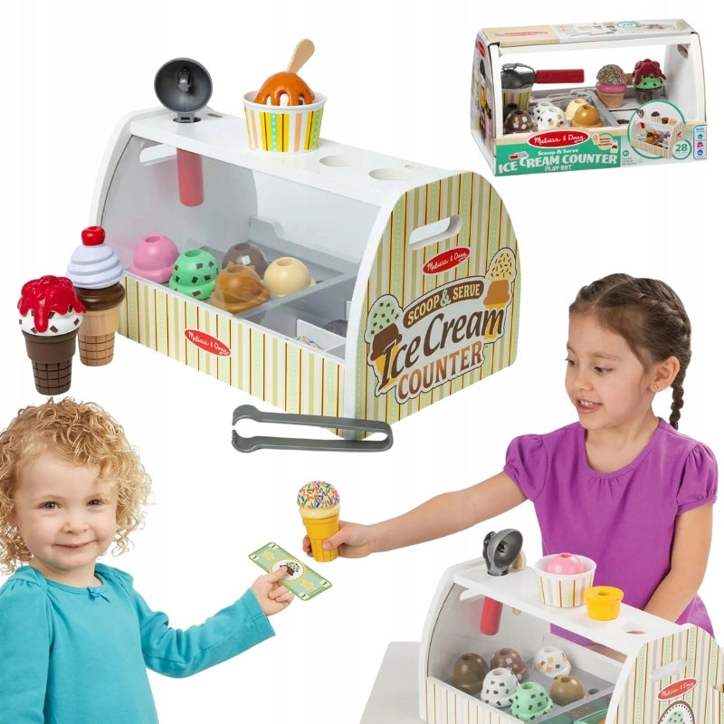 MELISSA & DOUG WOODEN SCOOP&SERVE ICE CREAM SHOP SET 3+