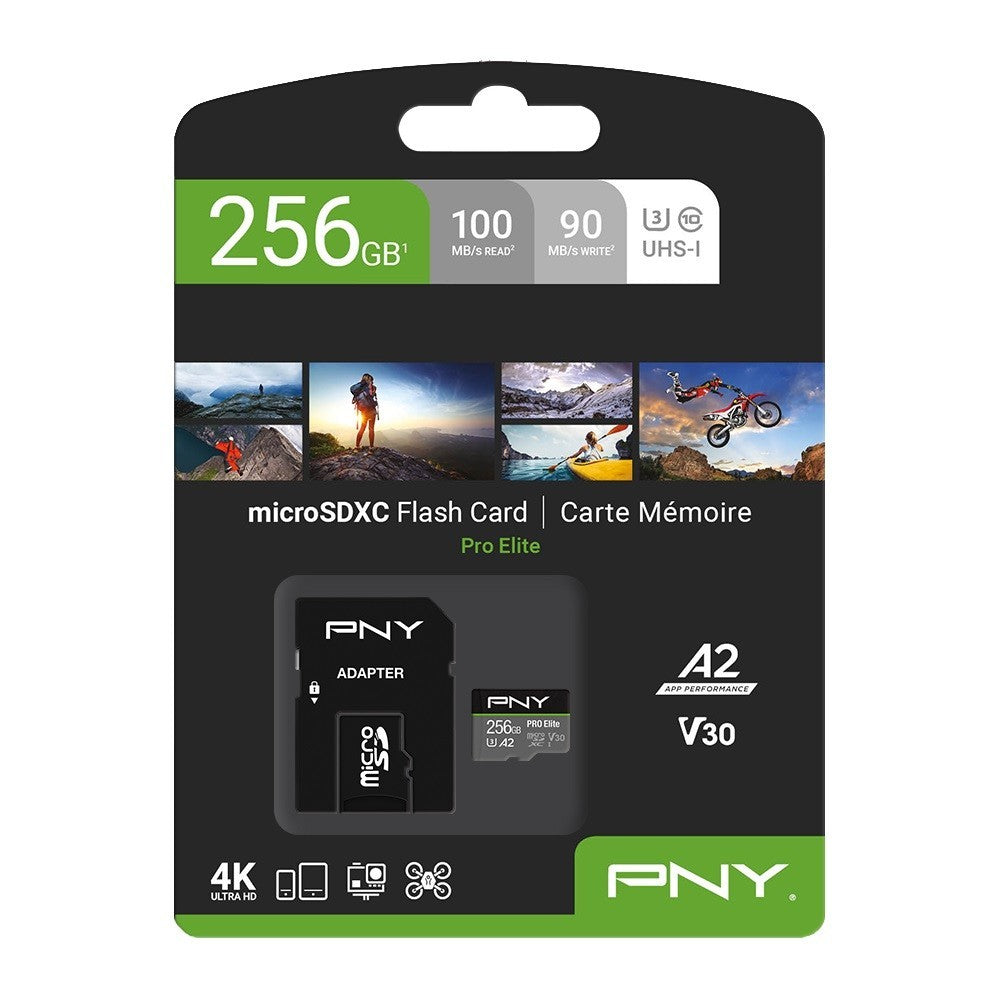 MEMORY CARD PNY MICROSDXC 256GB U3 100MB/S 90MB/S A2 V30 Packaging status original