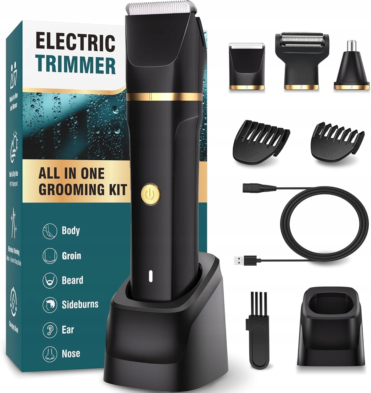 MEN'S BODY TRIMMER 3IN1 WATERPROOF IPX7 SHAVER INTIMATE NOSE BEARD