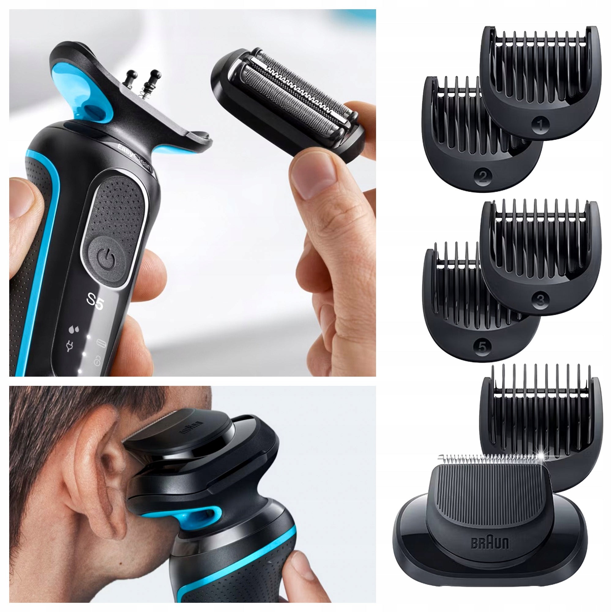 MEN'S BRAUN SERIES 5 50-M4500CS EasyClean + STAND + TRIMMER +CAPS Packaging status original