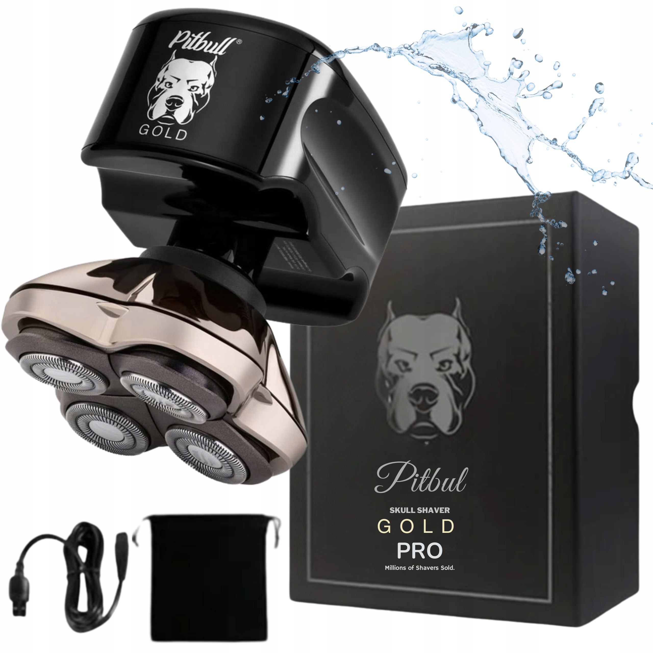 MEN'S ELECTRIC SHAVER Skull Shaver Pitbull GOLD PRO HAIR BEARD