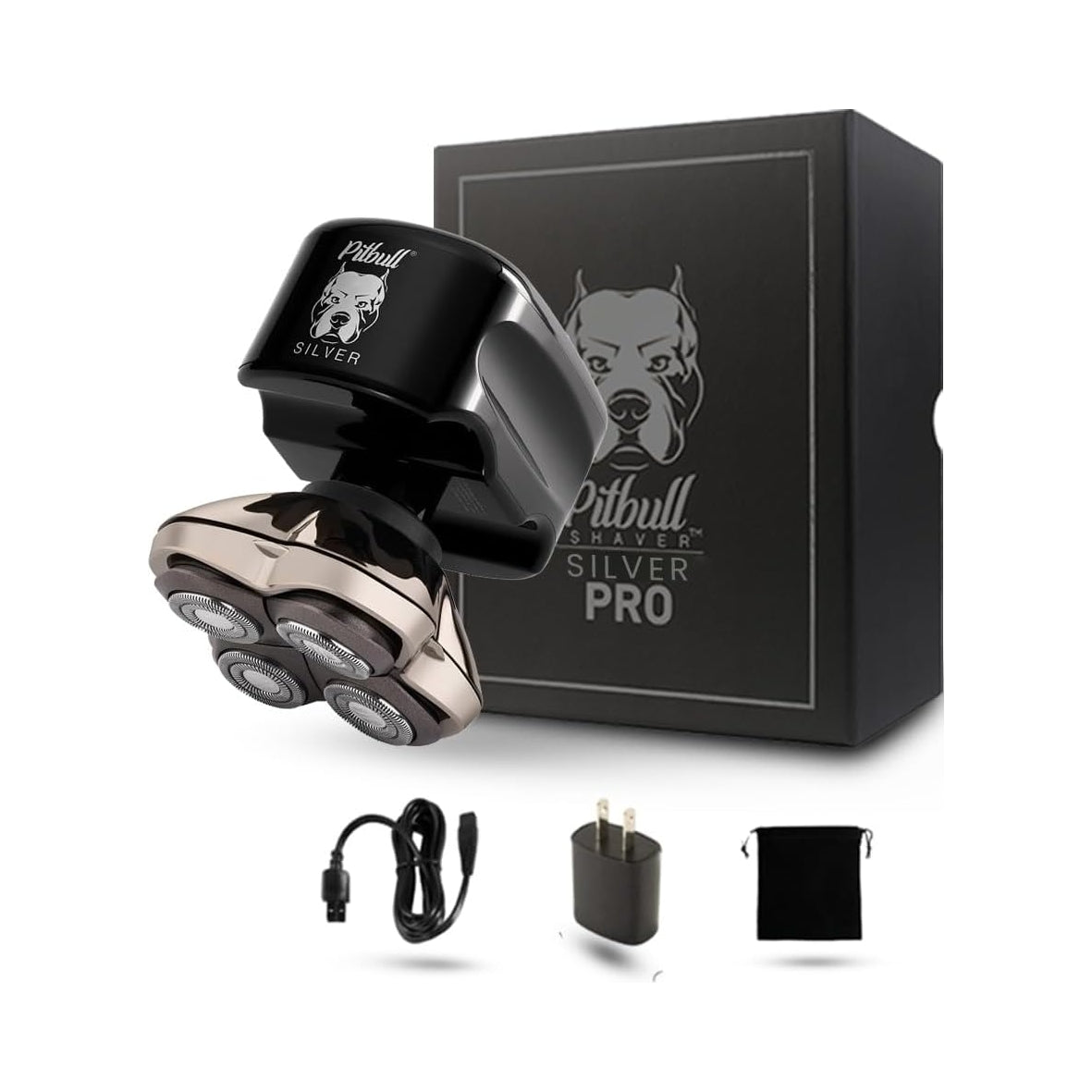 MEN'S ELECTRIC SHAVER Skull Shaver Pitbull Silver PRO HAIR BEARD