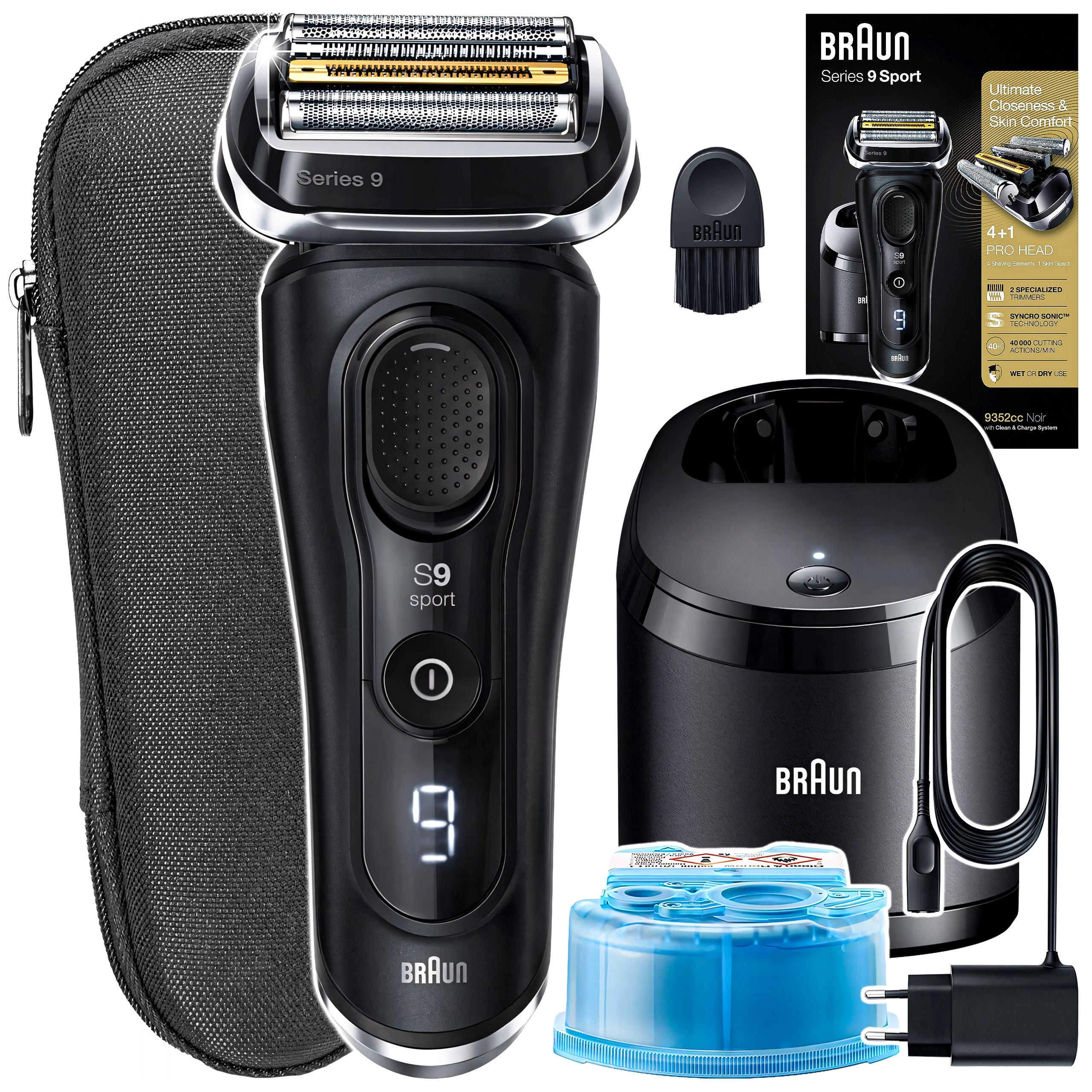 MEN'S SHAVER BRAUN SERIES 9 PRO HEAD SONIC 32BIT + CASE + TRIMMER + BASE CC