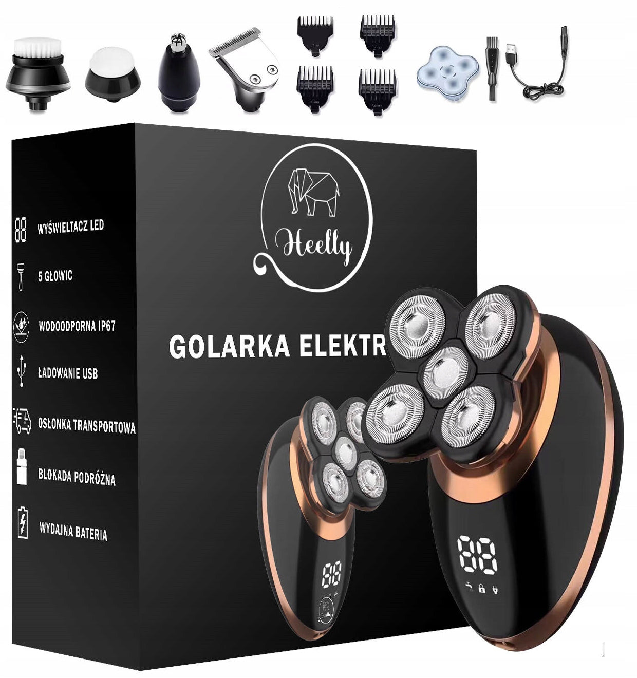 MEN'S SHAVER ELECTRIC BEARD HEAD TRIMMER 5IN1 HEELLY