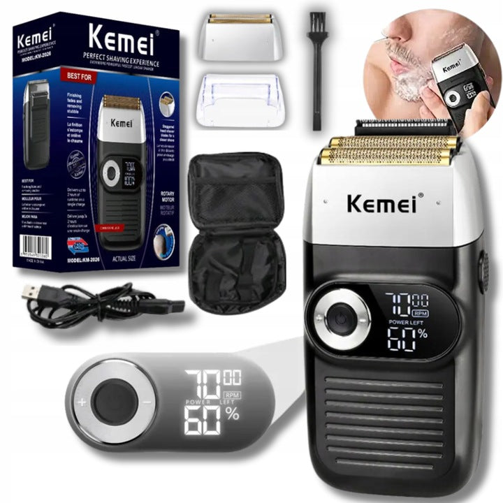 MEN'S SHAVER KEMEI KM-2026 WATERPROOF WIRELESS WITH DOUBLE BLADE