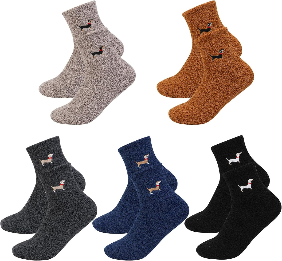 MEN'S SOCKS 5 PAIRS FLUFFY WARM SOFT HIGH COLORED