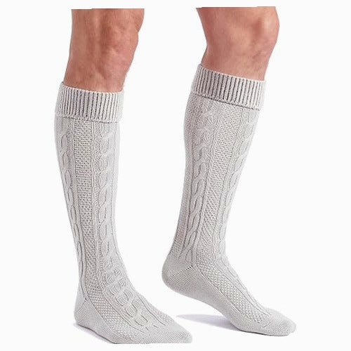 MEN'S SOCKS FOLK GREY BRAID OKTOBERFEST BAVARIAN 39 42 leather