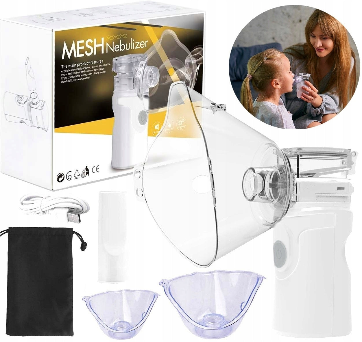 MESH INHALER NEBULIZER PORTABLE HANDHELD BATTERY OPERATED USB