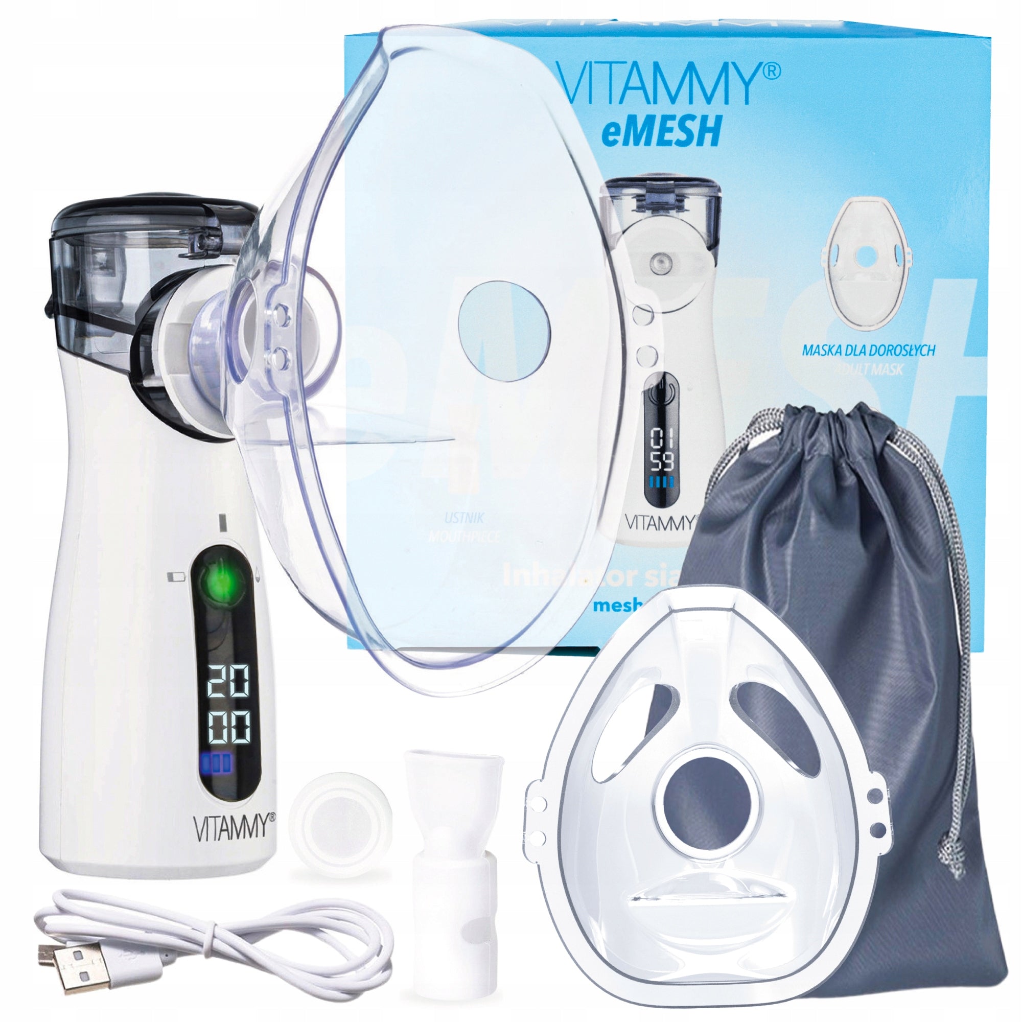 MESH INHALER WITH LCD DISPLAY BATTERY VITAMMY EMESH