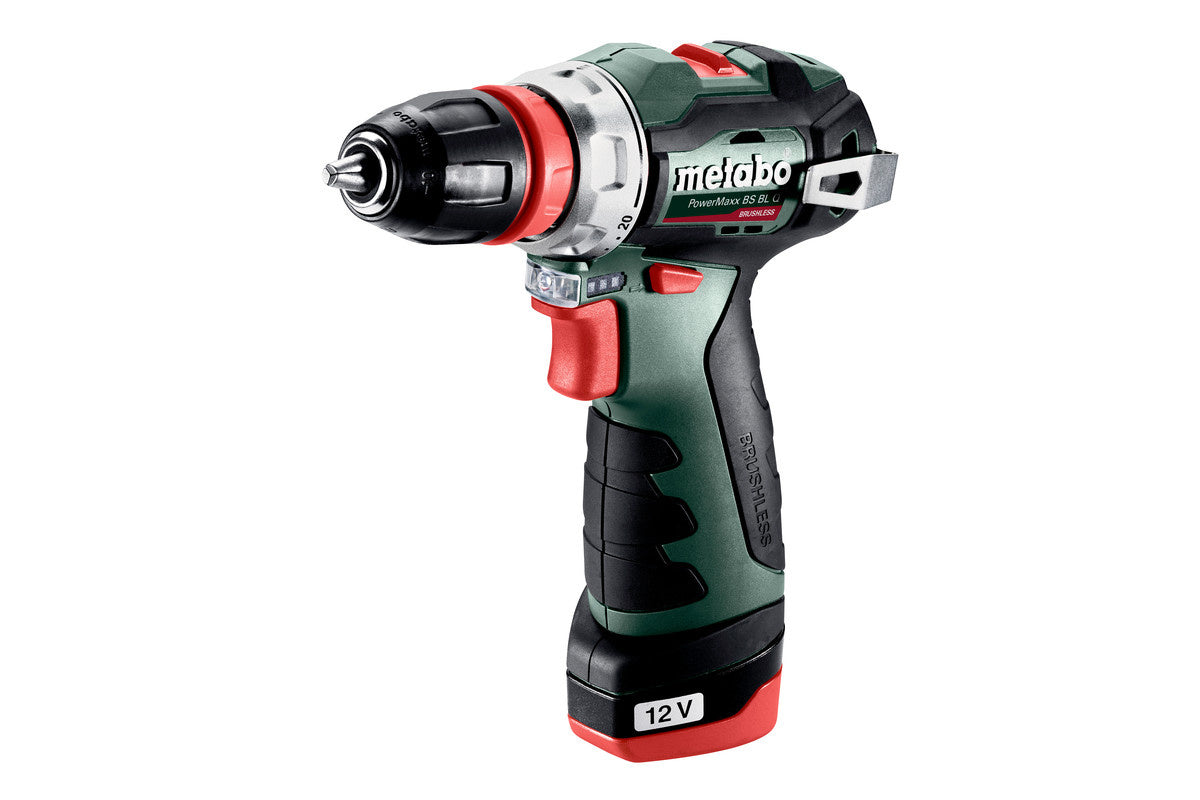 METABO Drill/Driver 12V PowerMaxx BS BL Q Quick 2x2Ah Suitcase Brand Metabo