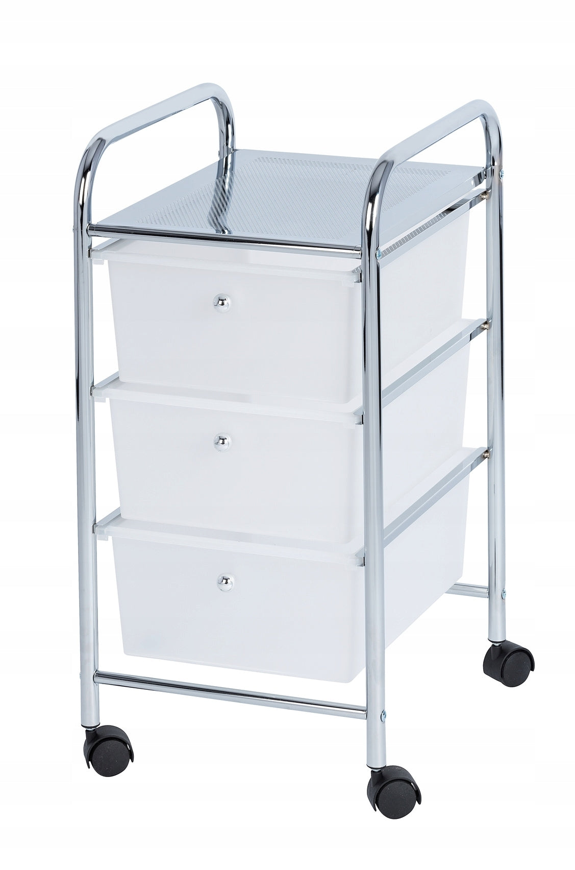 METAL BATHROOM CART 3 LEVELS WHITE WITH WHEELS Furniture depth 39 cm