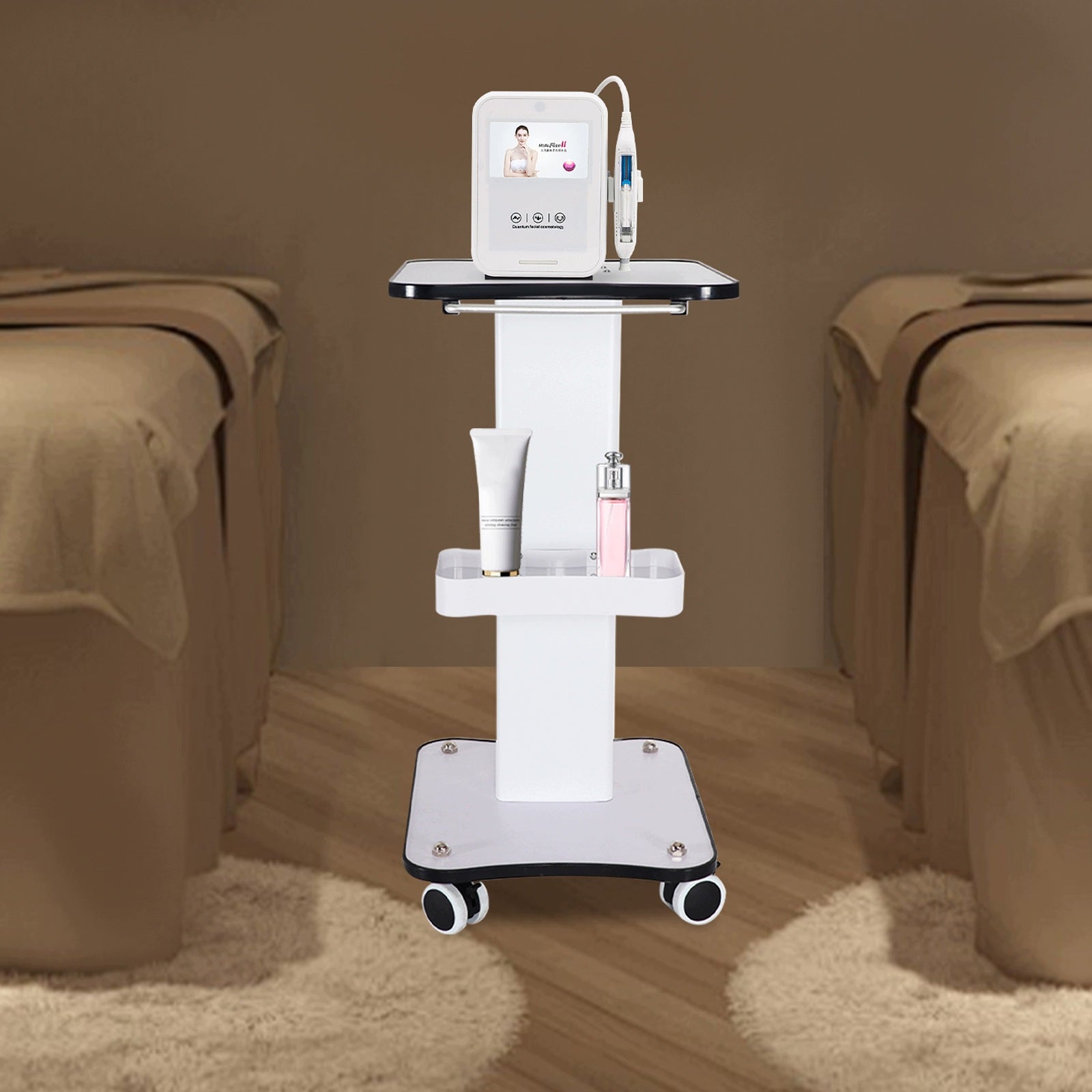 METAL BEAUTY SALON TROLLEY WITH HANDLE & STORAGE TRAY ROLLING SPA CART Manufacturer code METAL BEAUTY SALON TROLLEY