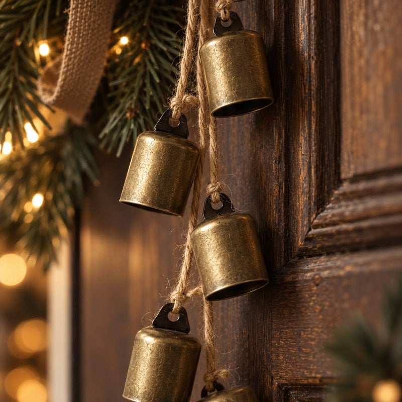 METAL BELLS 4pcs HANGING GOLD 35cm CHRISTMAS TREE PENDANT BELL Brand Ecarla