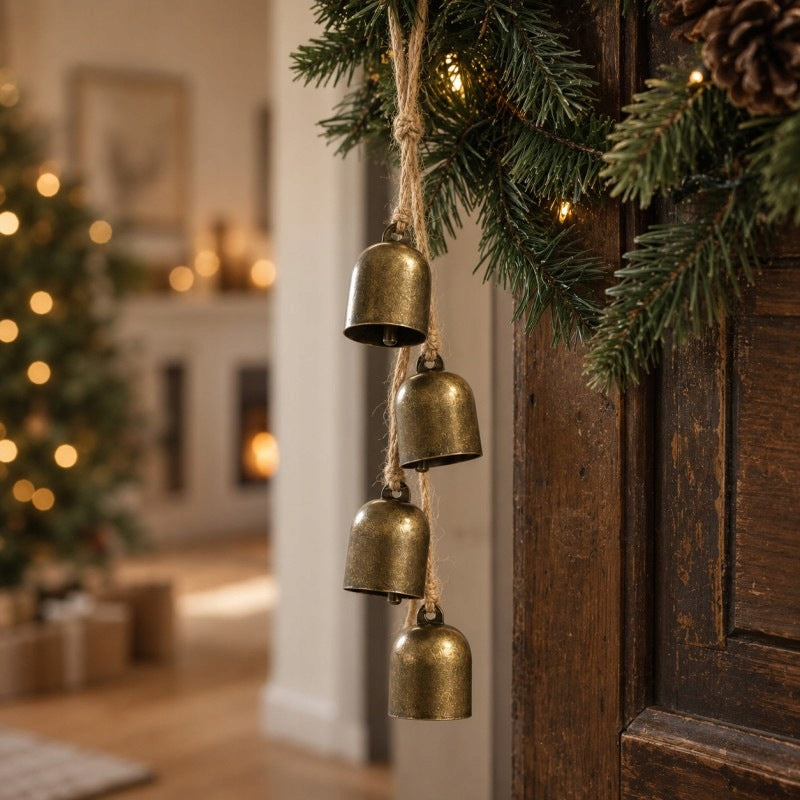 METAL BELLS 4pcs HANGING GOLD 35cm CHRISTMAS TREE PENDANT BELL Manufacturer code WOZ86
