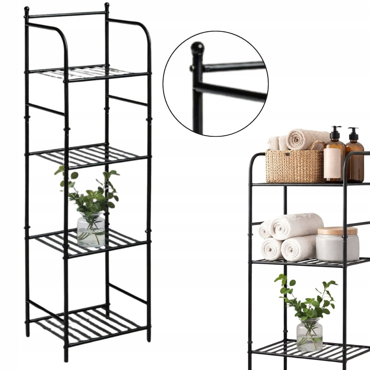 METAL BOOKcase STANDING 4 levels h115 cm for BATHROOM organizer