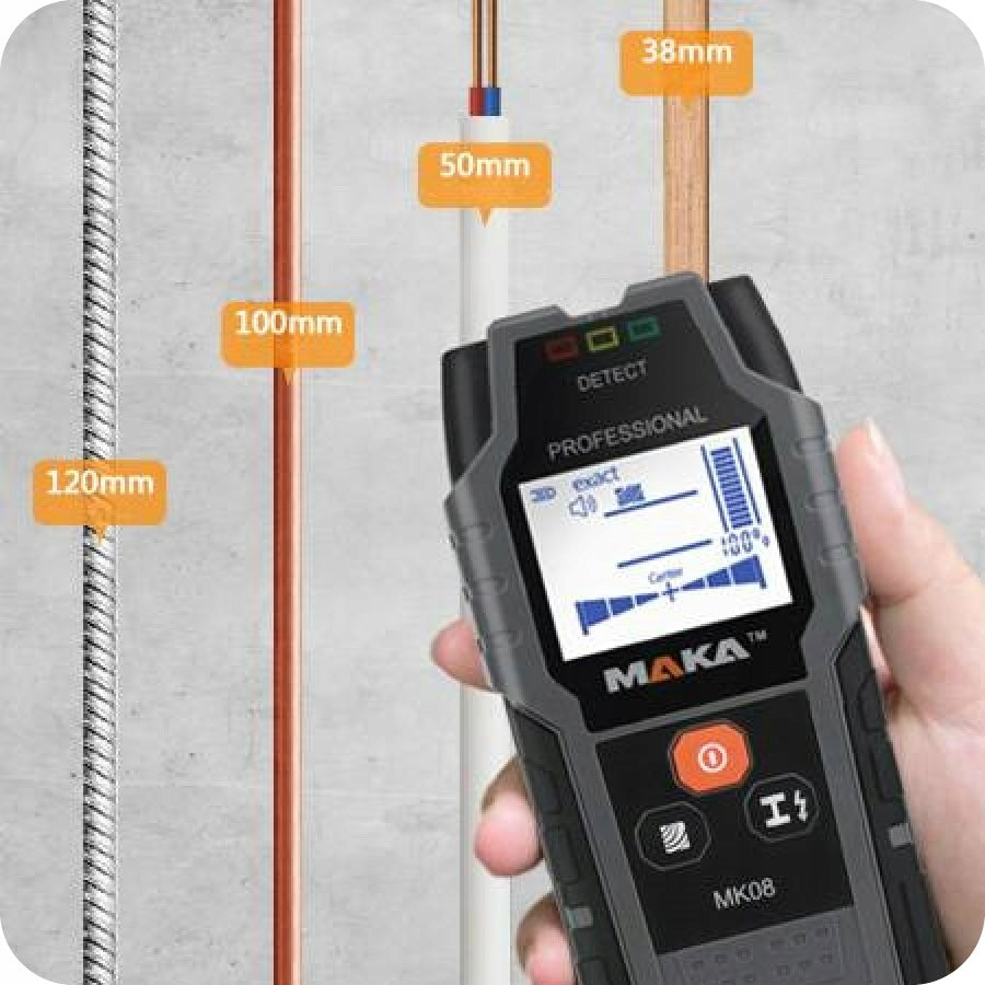 METAL CABLE DETECTOR IN METAL WOOD WALL + BATTERY Maximum depth of measurement for copper and non-ferrous metals 100 mm