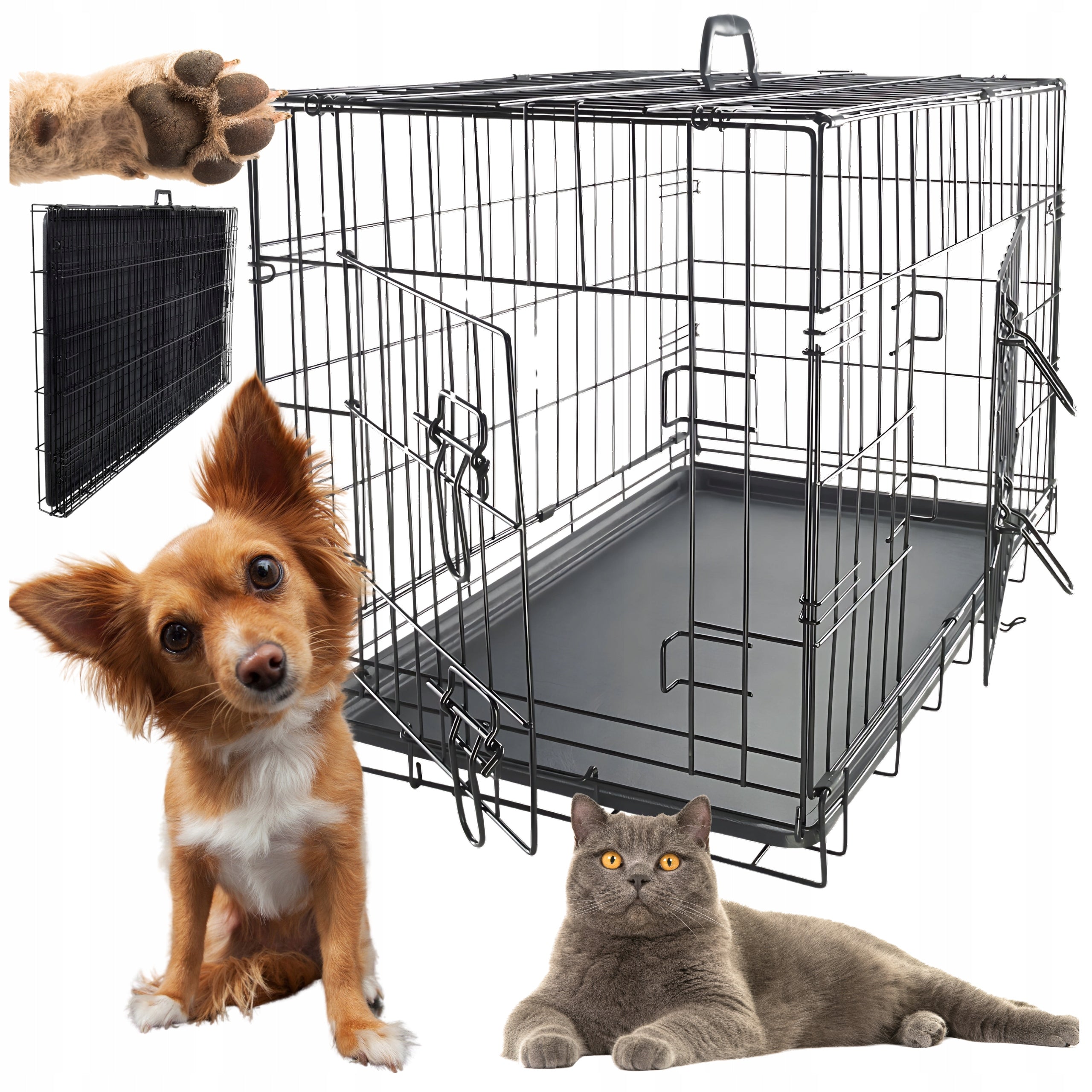 METAL CAGE FOR DOG ANIMALS KENNEL TRANSPORTER PLAYPEN 3XL 74x122x80