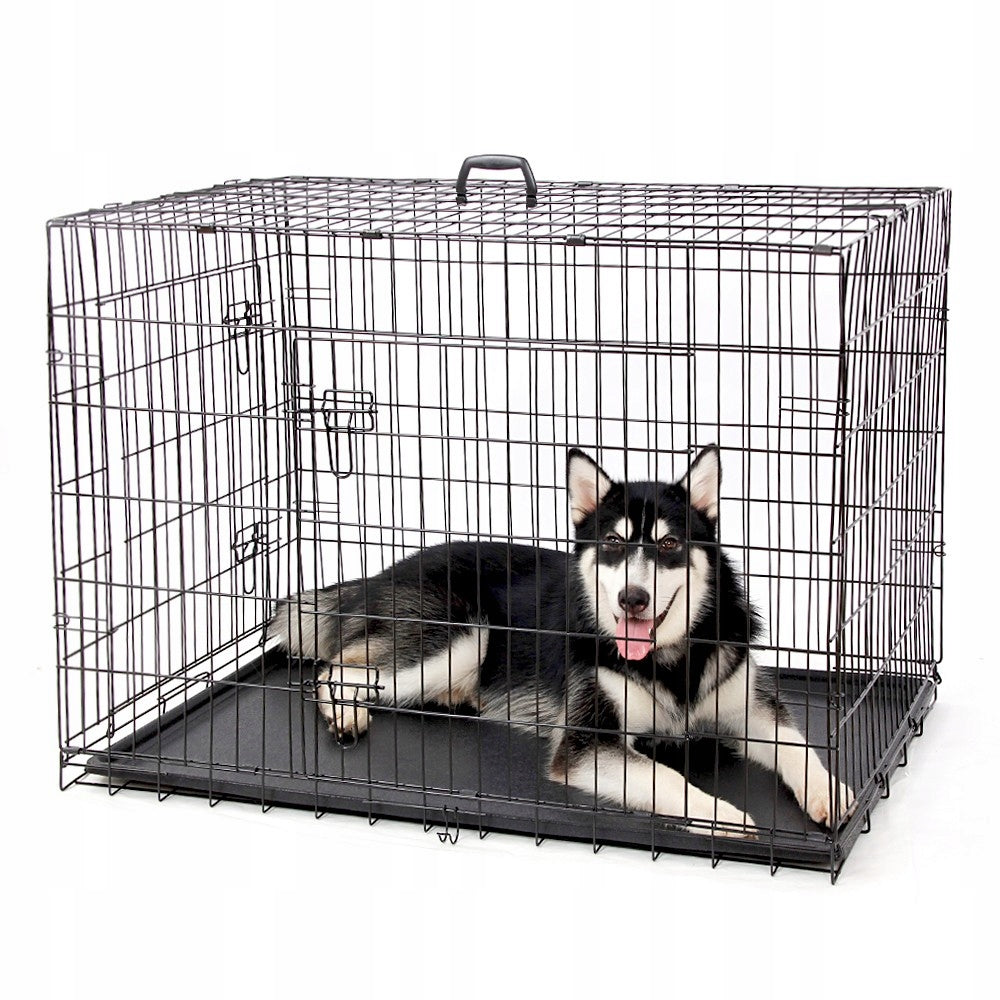 METAL CAGE KENNEL TRANSPORTER FOR DOG CAT ANIMALS XL 91x65x59 cm