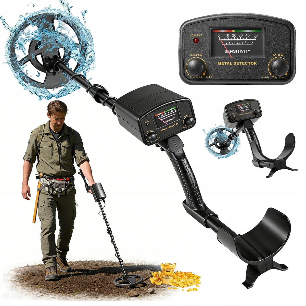 METAL DETECTOR FOR CHILDREN ADULTS ADJUSTABLE GOLD SILVER TREASURE COINS