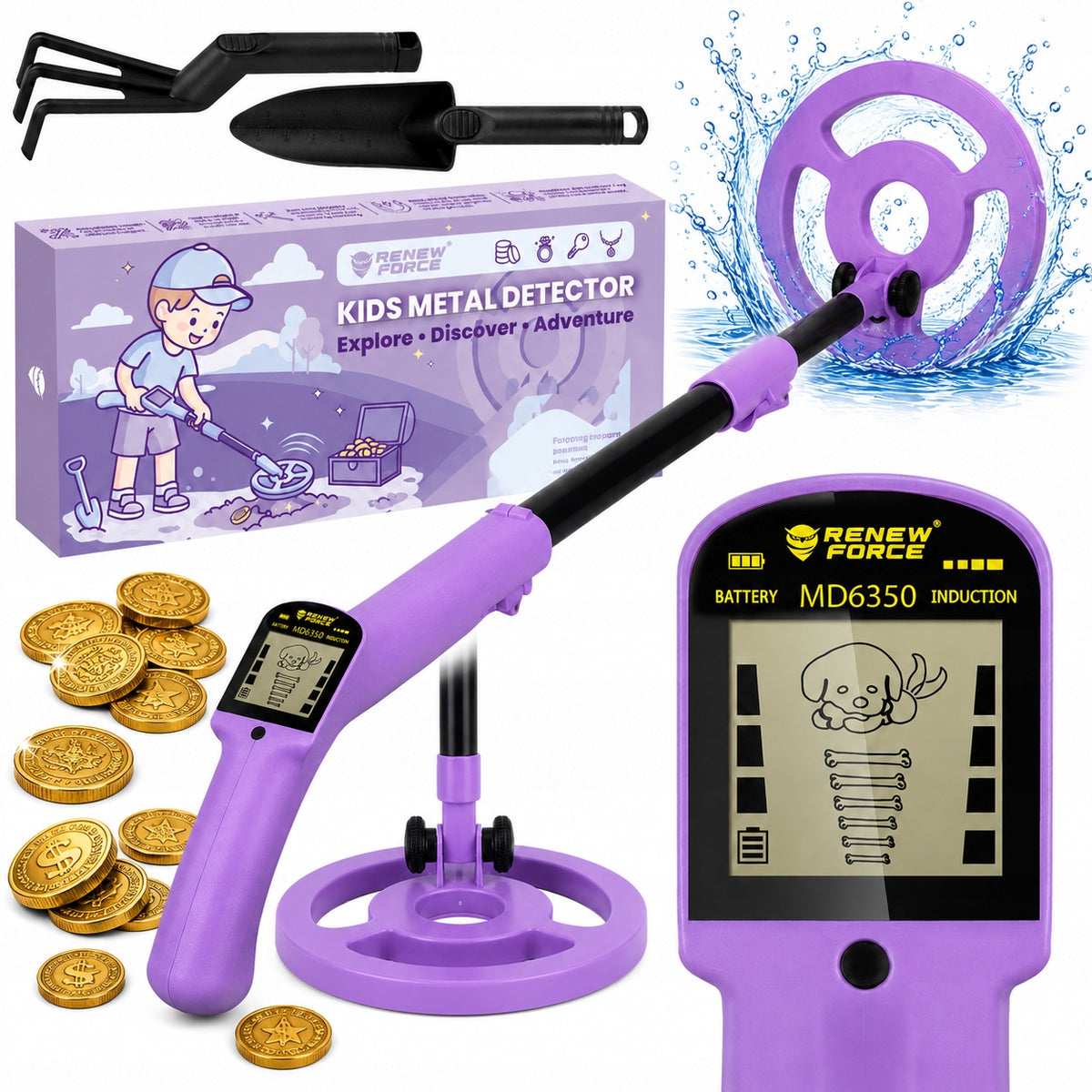 METAL DETECTOR METAL PROFESSIONAL LCD FOR CHILDREN ADJUSTABLE + ACCESSORIES Packaging status original