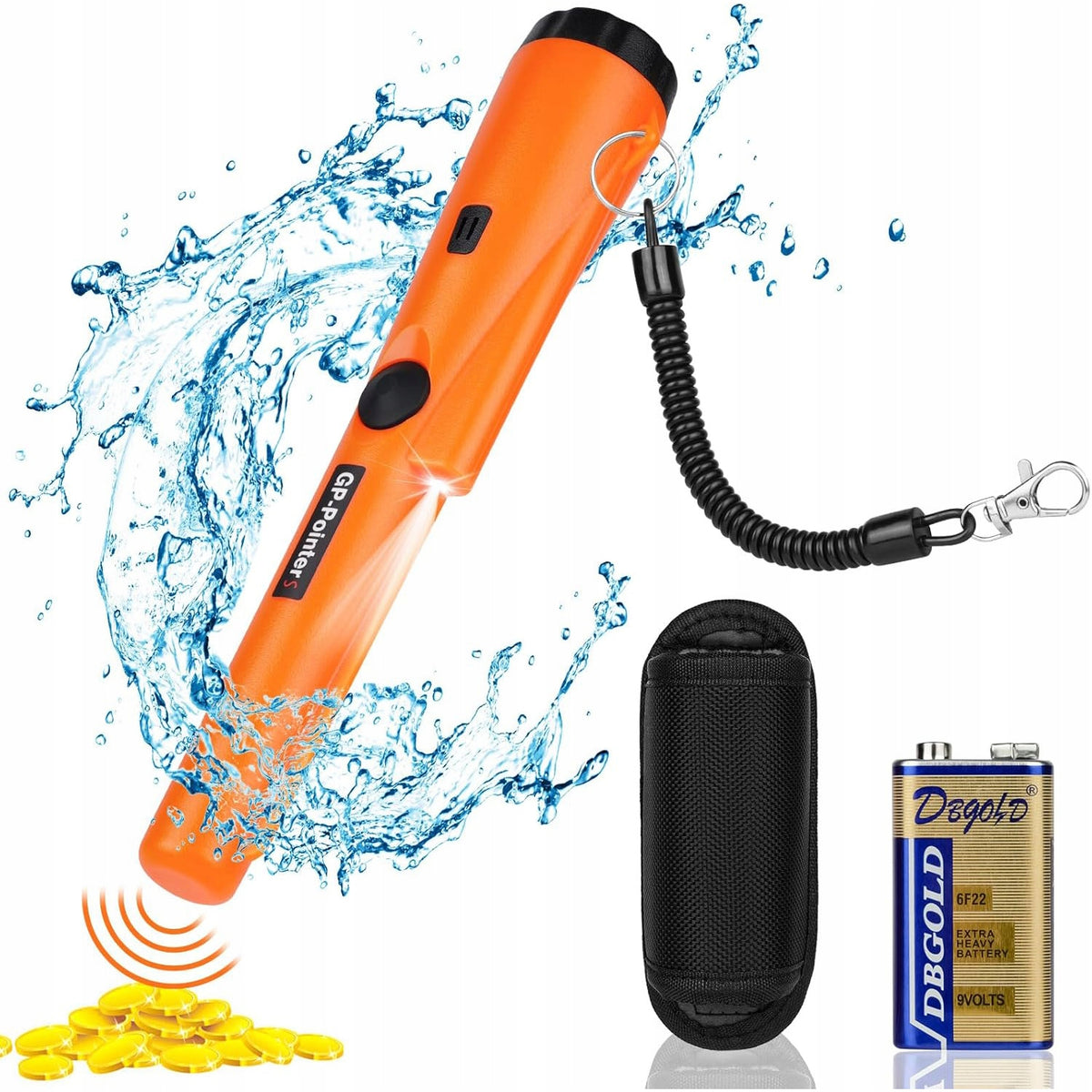METAL DETECTOR, WATERPROOF 360° METAL DETECTOR WITH BELT HOLSTER Packaging status original