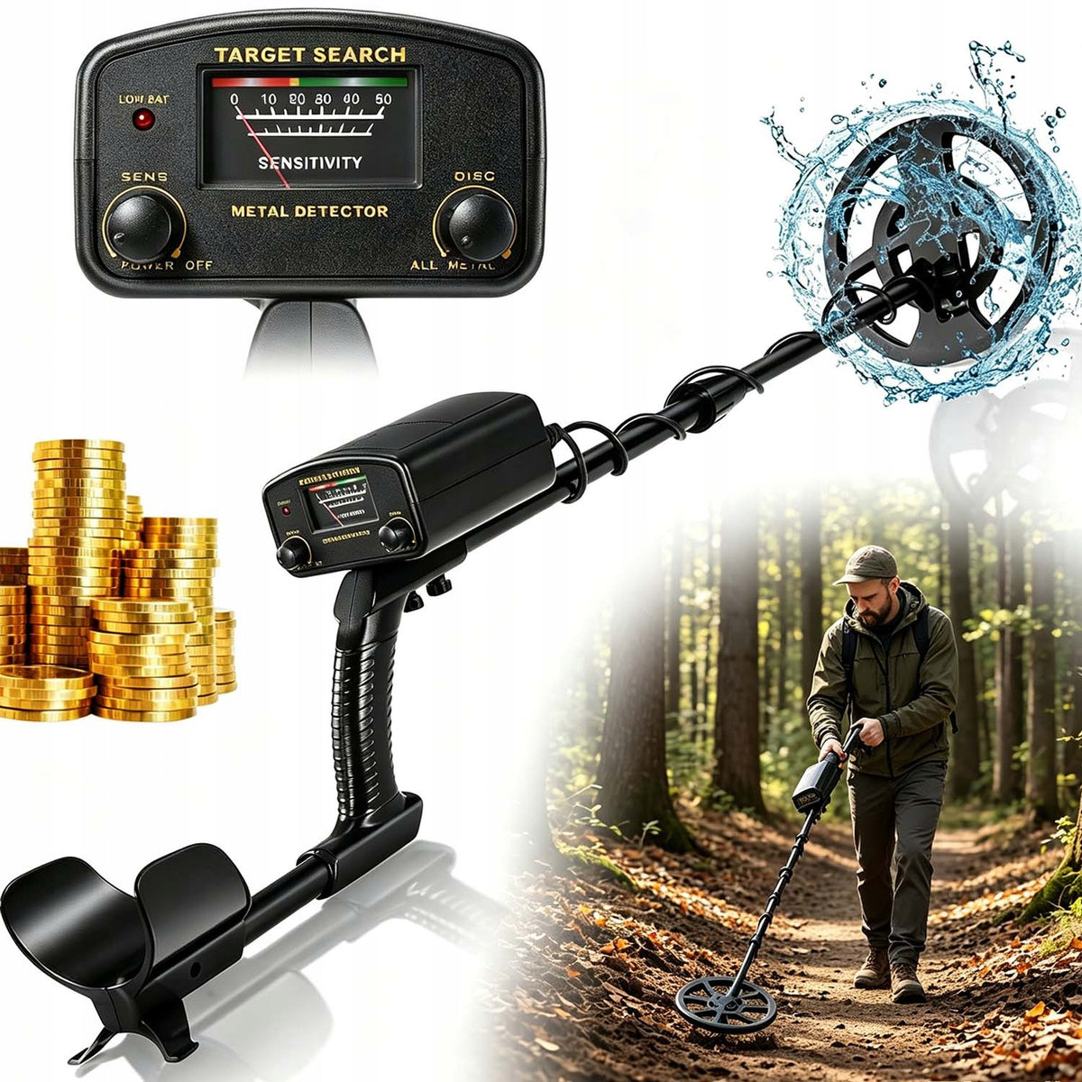 METAL DETECTOR WITH 2 MODES OF DETECTION LED SIGNAL FOR CHILDREN