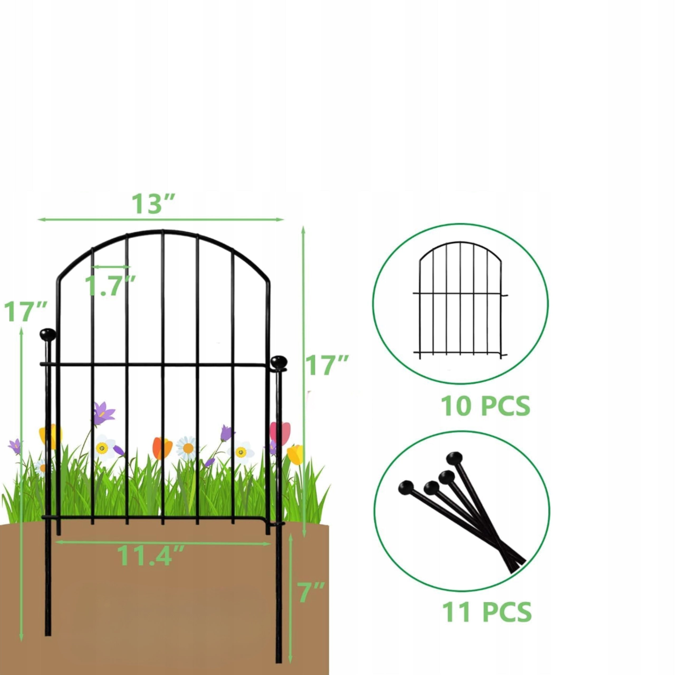 METAL FENCE GARDEN FENCES DECORATIVE PET BARRIER x10 Packaging status original