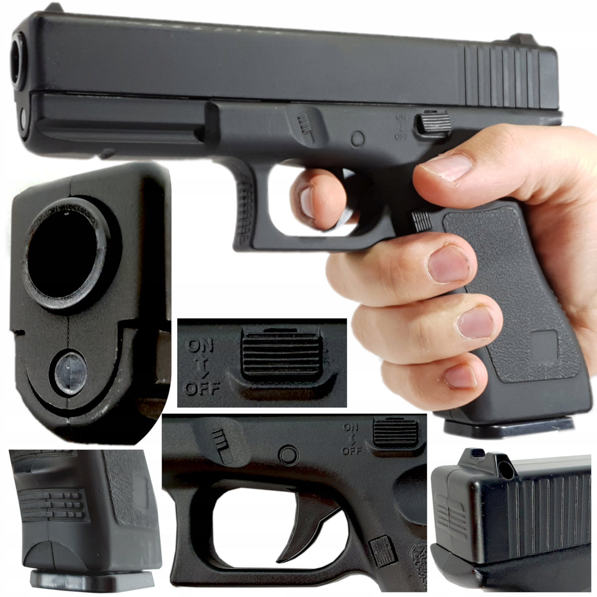 METAL GUN FOR BALLS GLOCK 17 BLACK REPLICA ASG LARGE IMITATION WEAPON