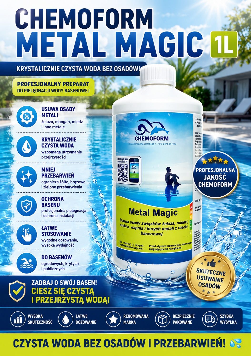 METAL MAGIC Washing Cleaning Lime Removal Iron Metals Pool 1L Manufacturer code 5905485225663