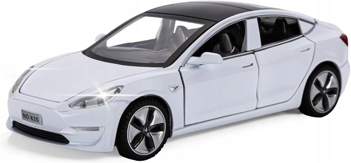 METAL MODEL CAR TESLA 3 SOUND LED LIGHT OPENING DOOR