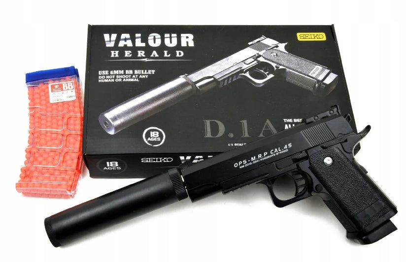 METAL PLASTIC BALL GUN WITH SILENCER + FREEBIE 800 BALLS