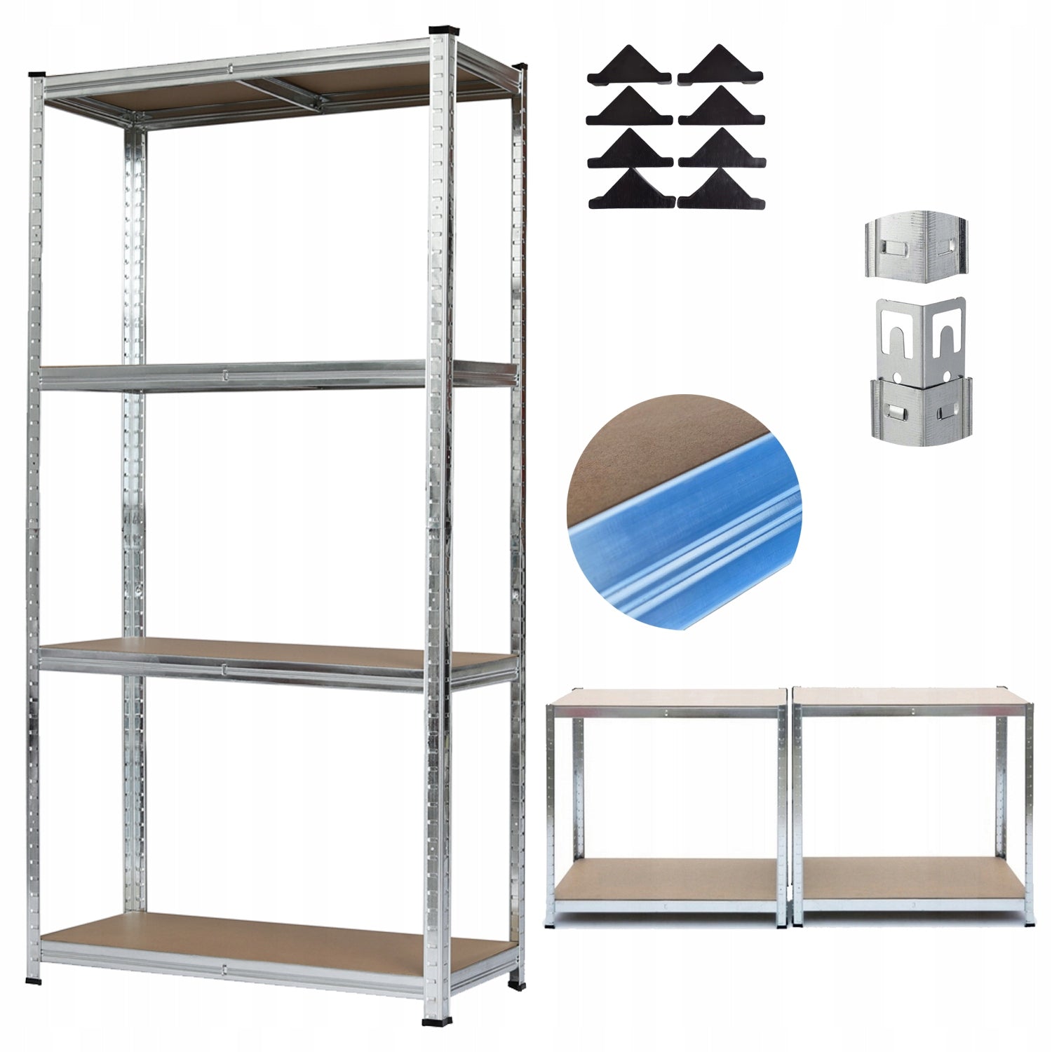 METAL RACK FOR BASEMENT GARAGE PANTRY ZINC 174x80x40cm 4 Shelves 500kg Packaging status original