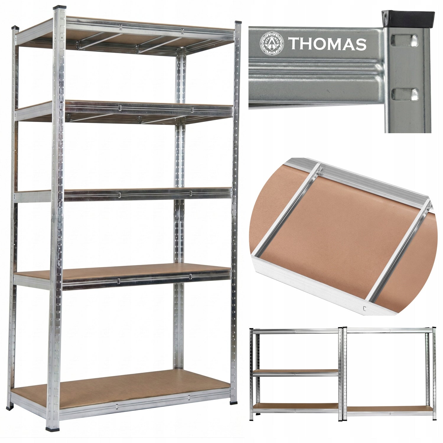 METAL RACK FOR GARAGE BASEMENT PANTRY WAREHOUSE 205x120x45 1000KG 5SHELVES