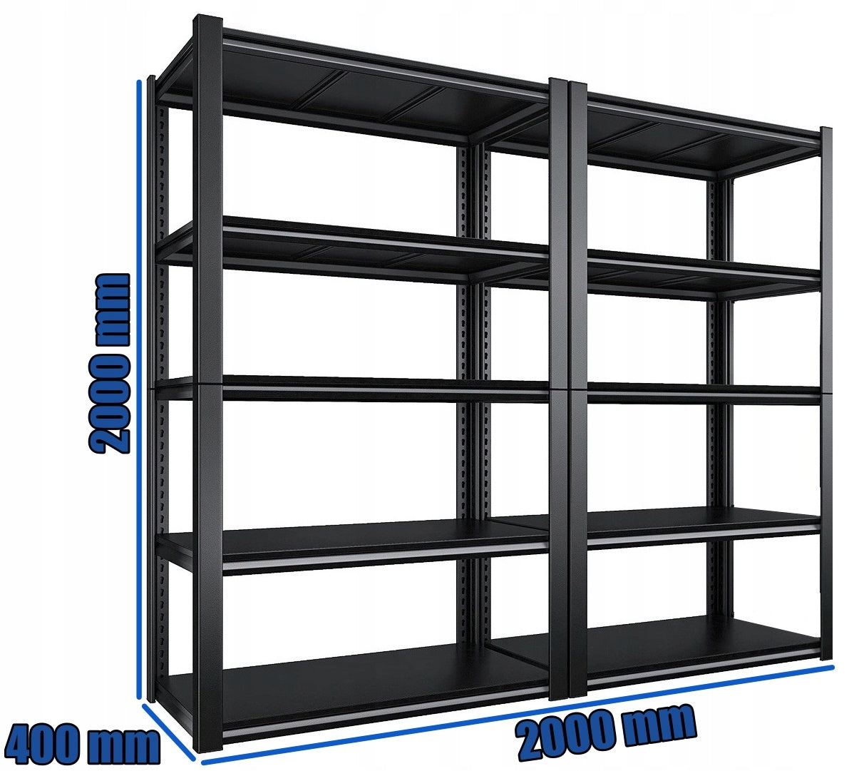 METAL SHELVING UNIT black storage 200x200x40 for garage basement office DODAS Packaging status original