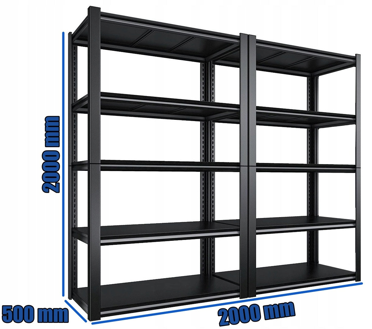 METAL SHELVING UNIT black storage 200x200x50 for garage basement office DODAS Packaging status original