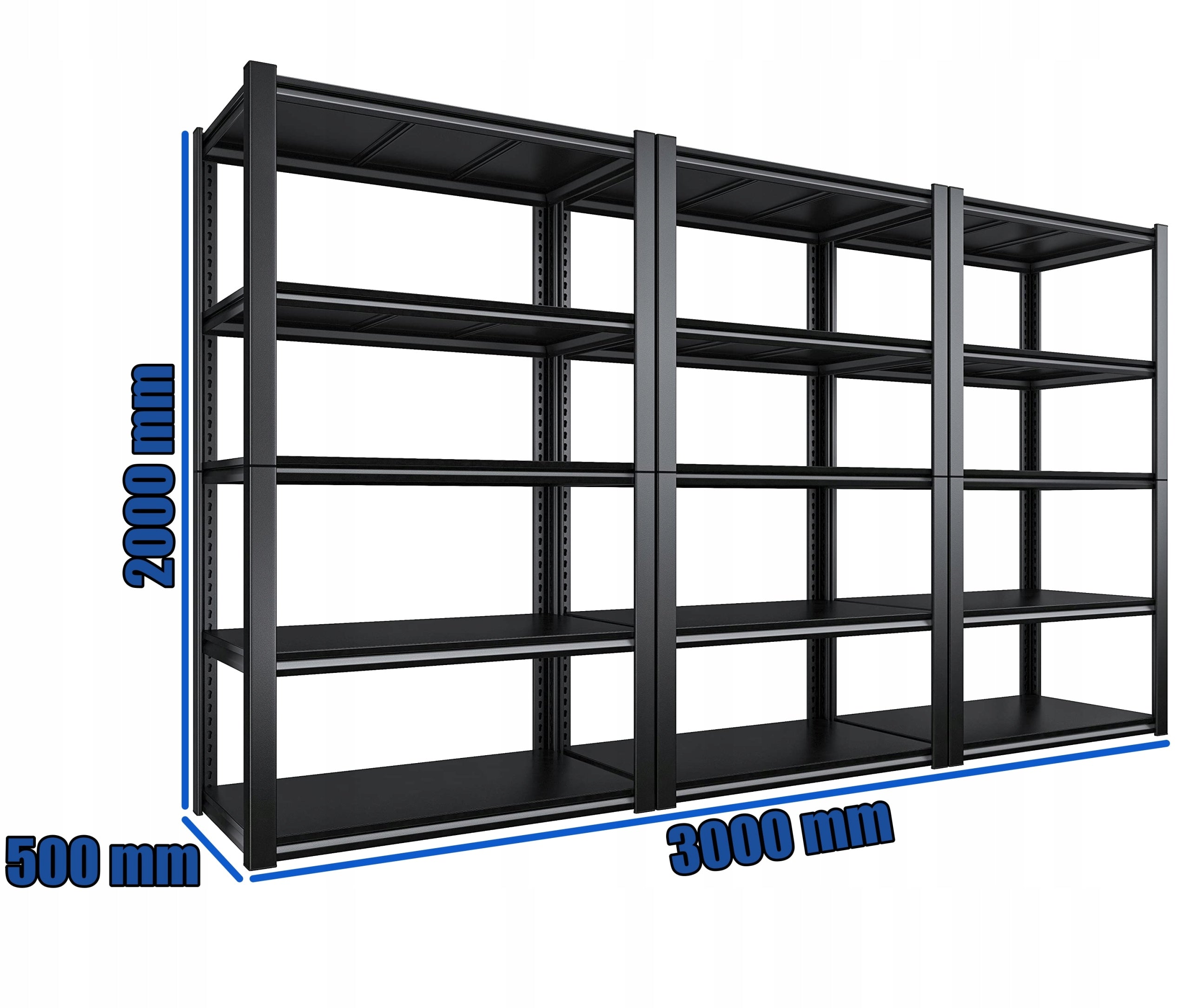 METAL SHELVING UNIT black storage 200x300x50 for garage basement office DODAS Packaging status original
