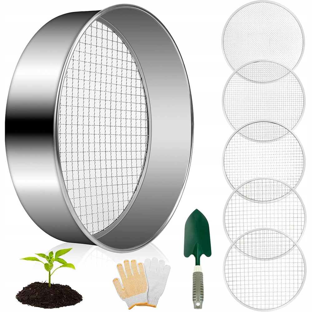 METAL SIEVE FOR GARDEN SOIL WITH 5 THICK AND FINE EYELETS