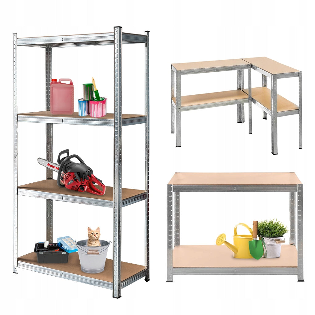 METAL STORAGE RACK 180x90x40 cm 2in1 4 Garage SHELVES 700 KG Mega-M