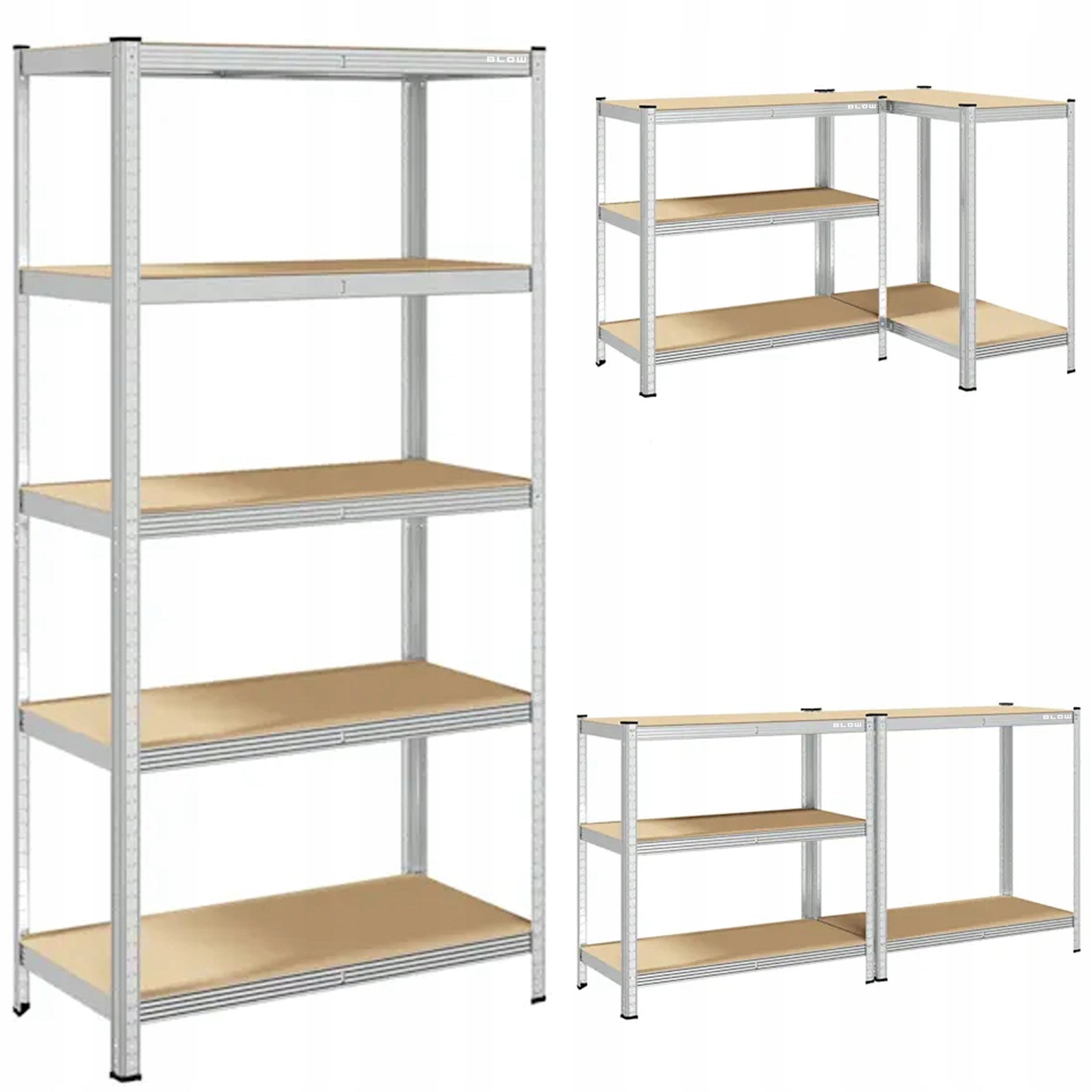 METAL STORAGE RACK 180x90x40cm 5 SHELVES MDF 180kg 900kg FOR GARAGE