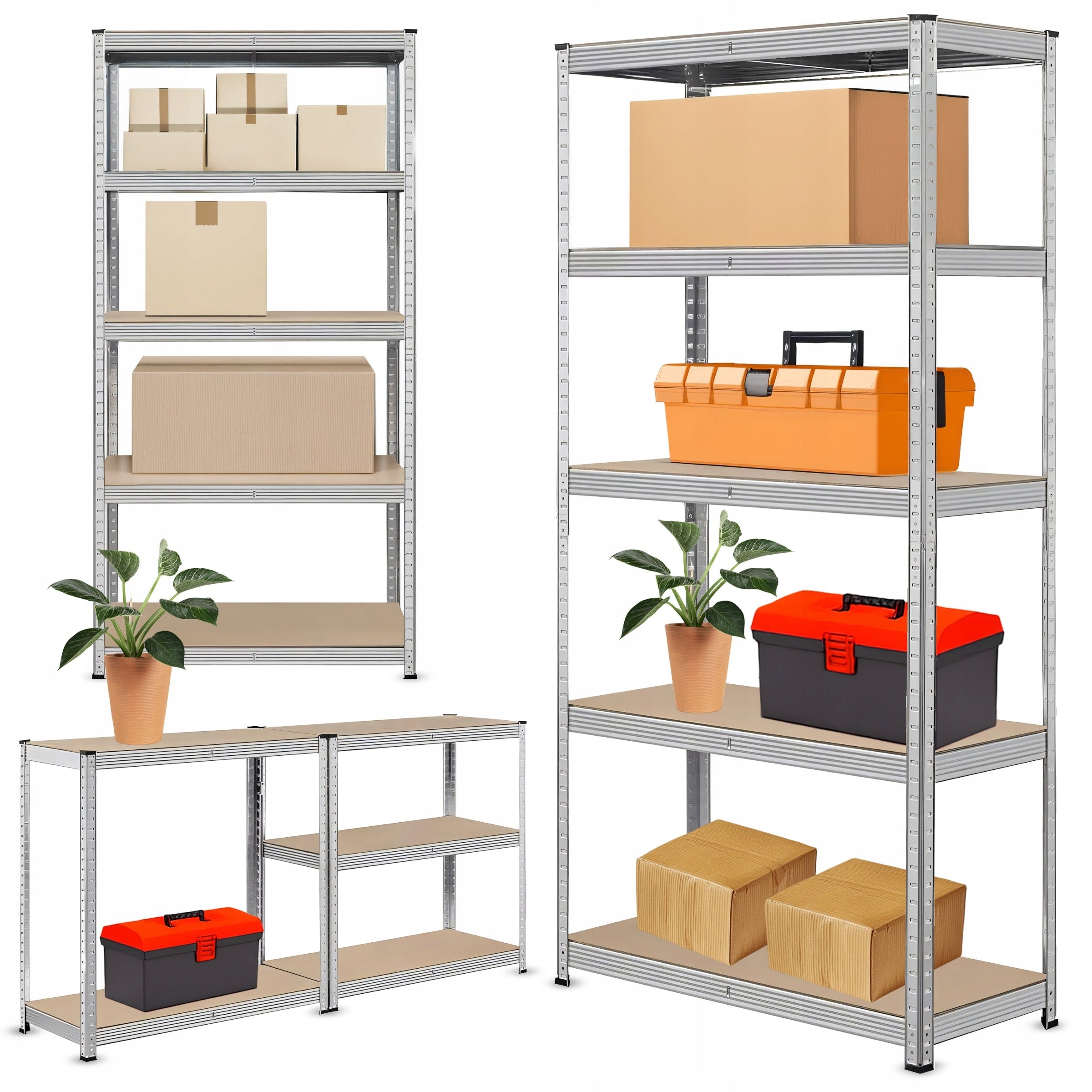 METAL STORAGE RACK 2in1 5 SHELVES 180X90X40CM 875KG GARAGE PRESSED Packaging status original