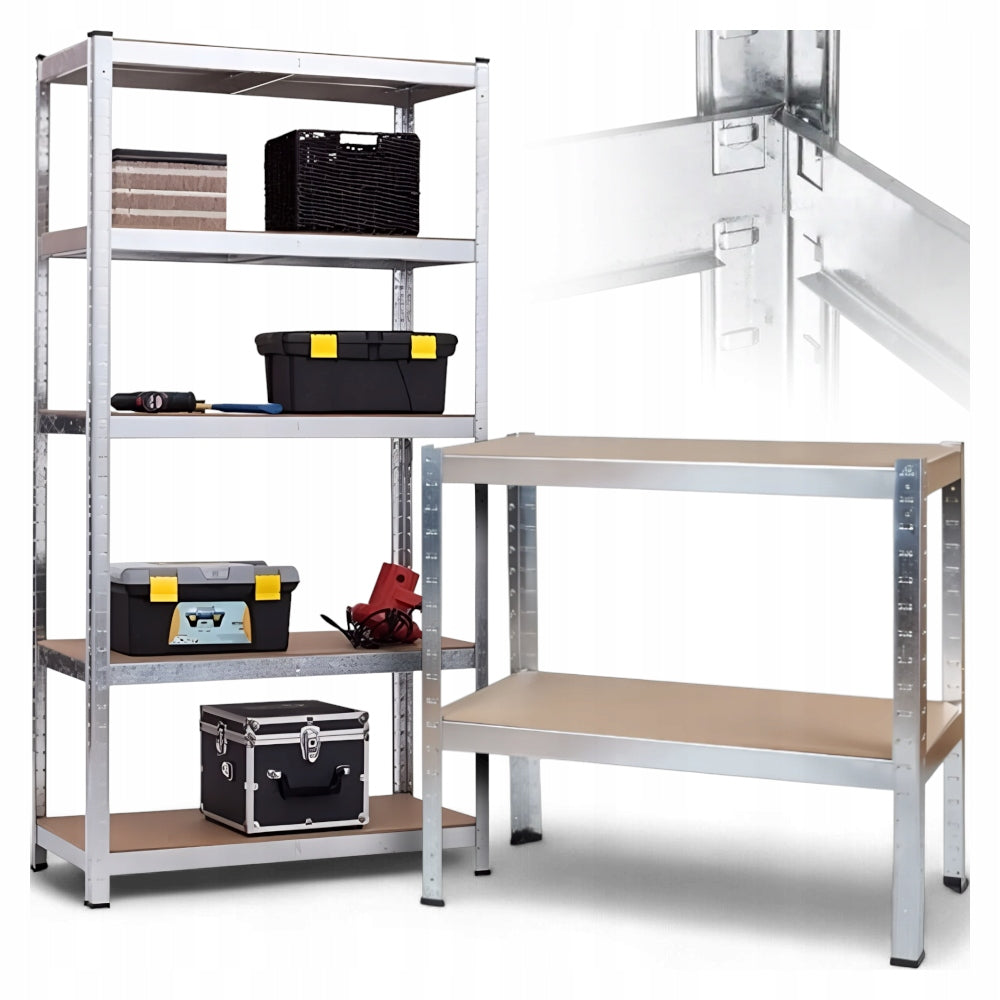 METAL STORAGE RACK 3in1 GARAGE FOR BASEMENT 875kg 180x90x40 silver
