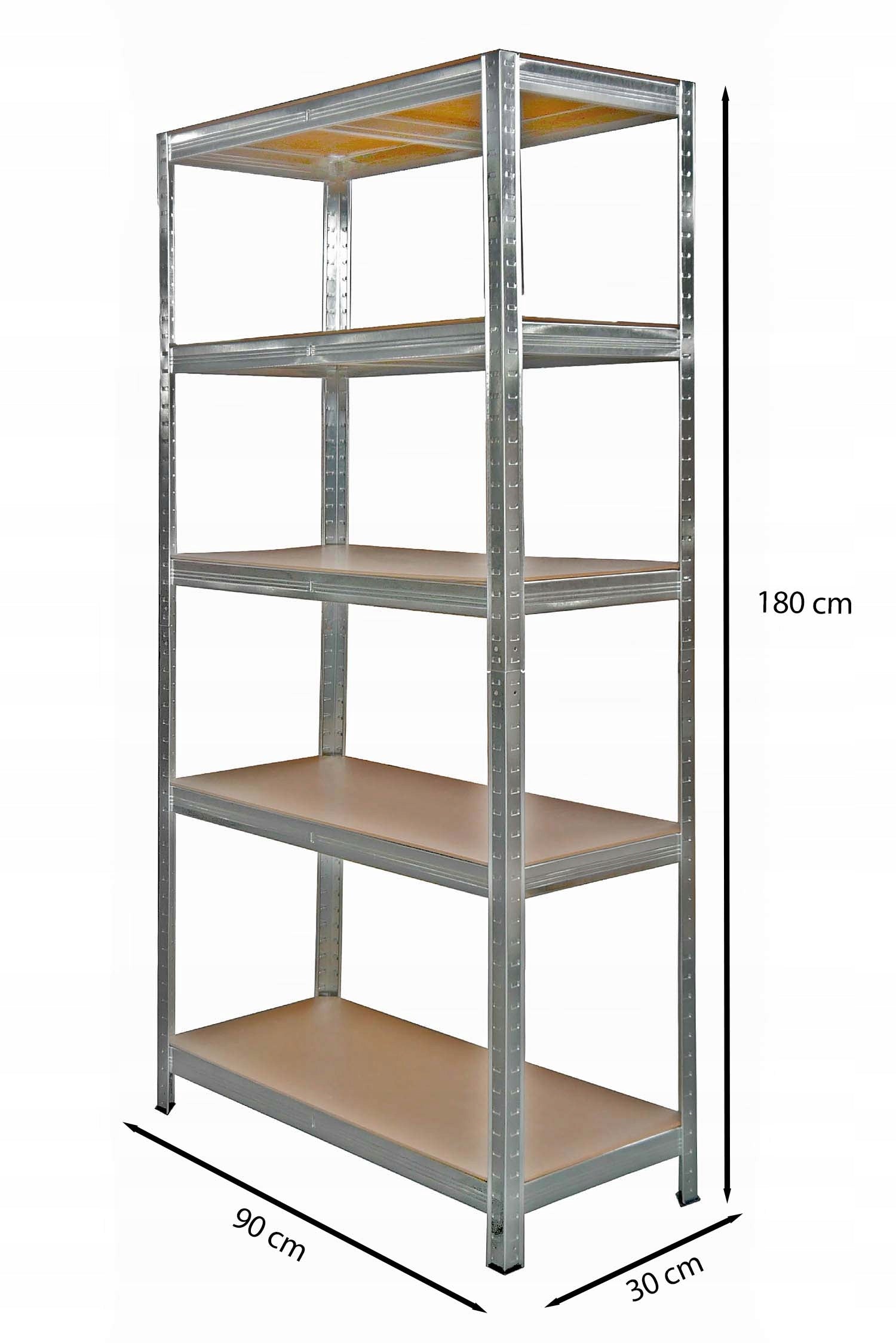 METAL STORAGE RACK 5 SHELVES 180x90x30cm garage basement warehouse galvanized