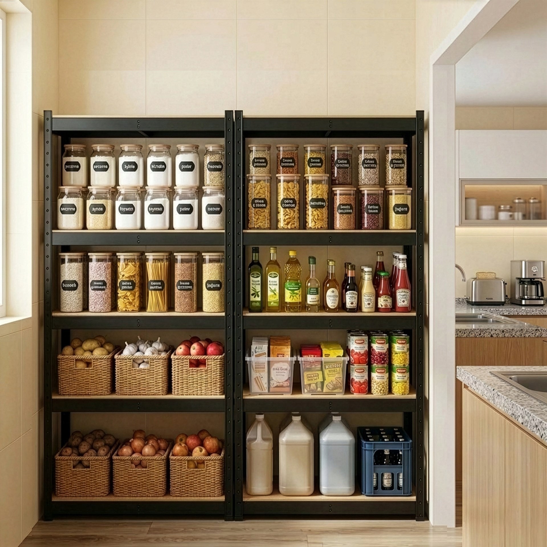 METAL STORAGE RACK 5 SHELVES CABINET 180x90x40 BASEMENT GARAGE 875kg x2 Packaging status original